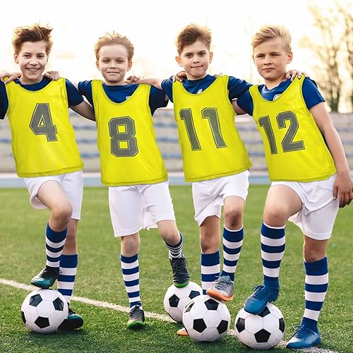 Miniatura 6 de 24 piezas de camisetas de entrenamiento para jóvenes, adolescentes y adultos, con malla reversible