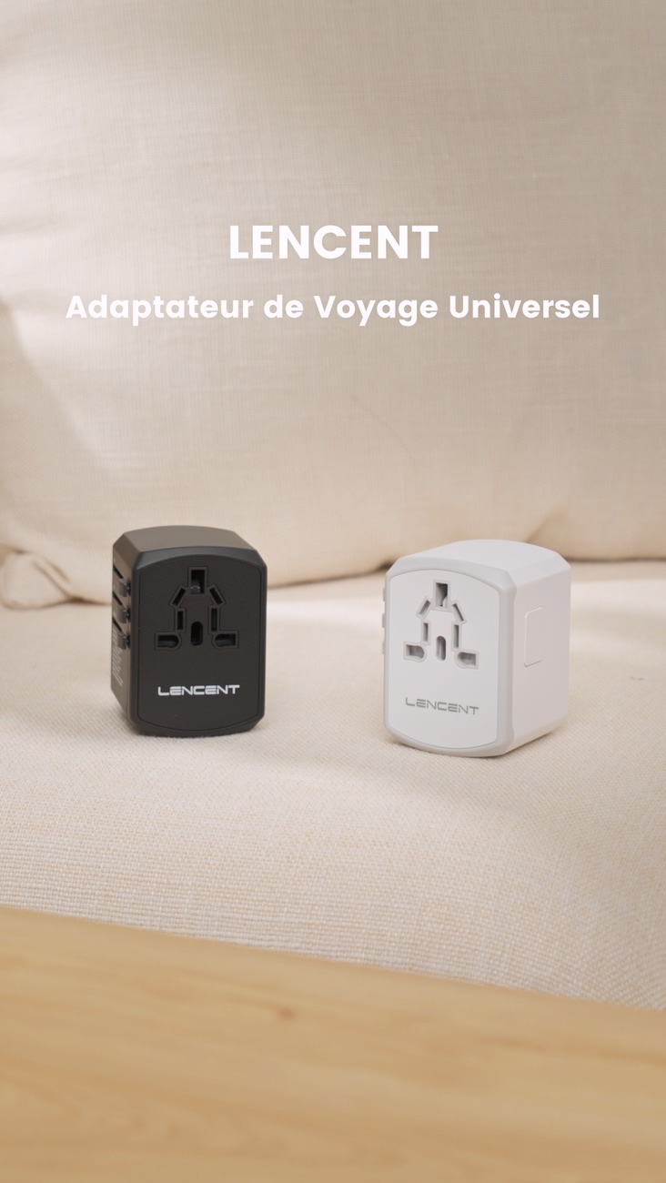 Adaptateur Voyage Universel LENCENT - Prise UK/US/EU/AU Avec 2 USB