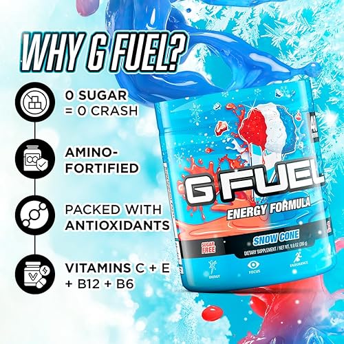 Miniatura 4 de G Fuel Snow Cone Elite Energy Powder 98 onzas 40 porciones
