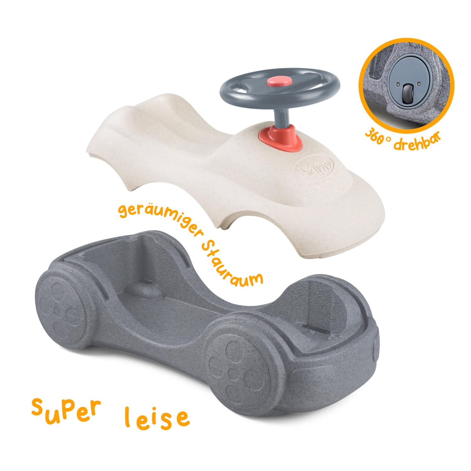 Big Heppy Car – Rutschfahrzeug mit 360°-Rollen & Stauraum – Indoor Rutscher, leicht & möbelschonend – EPP Material – kindersicher & robust, für Kinder ab 12 Monaten
