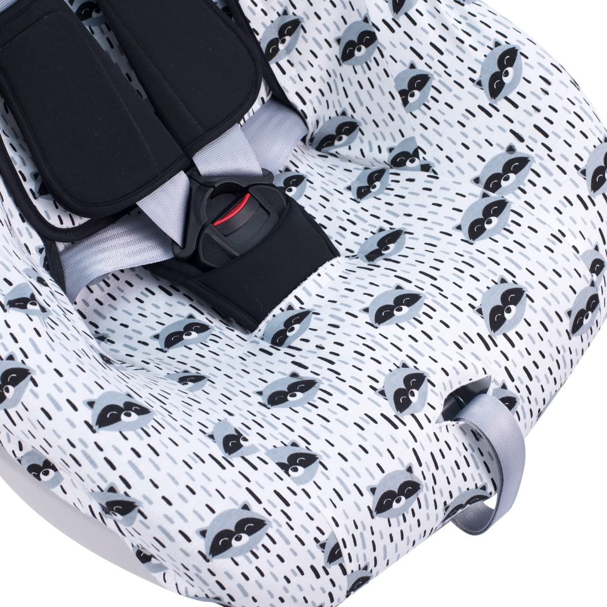 JYOKO KIDS Fodera universale in cotone per Seggiolino Auto con testa (Raccoon)