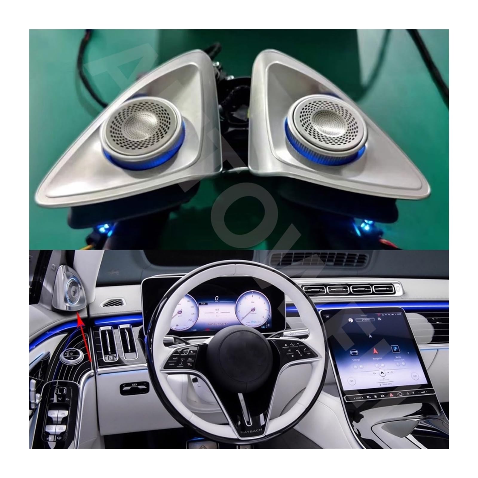 XCZPRKMXY 64 Colors Car 4D Rotating Tweeter LED Light W223 Ambient Lights Compatible with Mercedes Benz Car Left Right Door Side Treble Speakers
