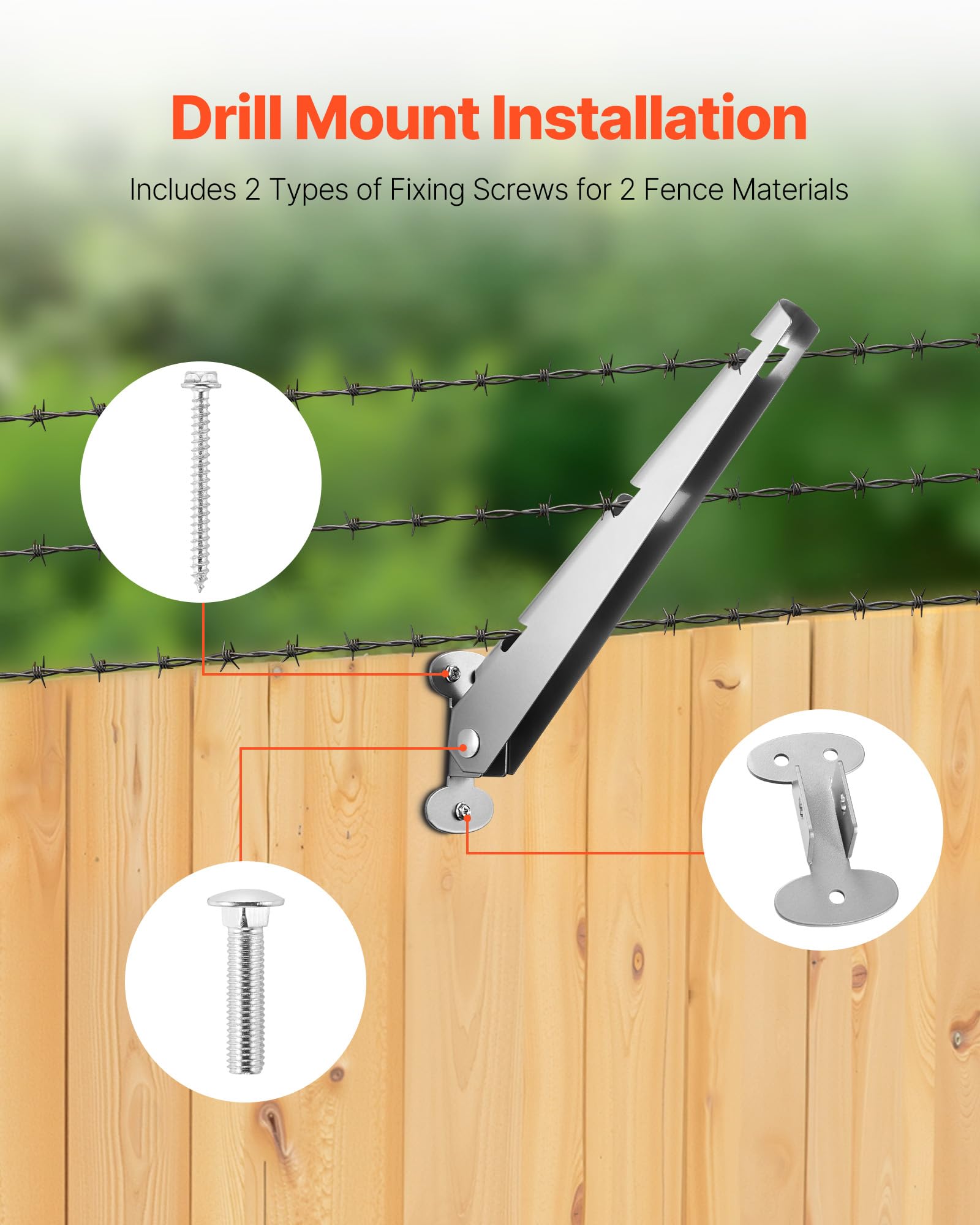 VEVOR Brazo de Extensión de Alambre de Púas, 10 Paquetes Extensores de Postes de Cerca de 31 cm, Extensor de Altura de Cerca de Acero para Evitar que Las Mascotas Salten para Cercas de Madera