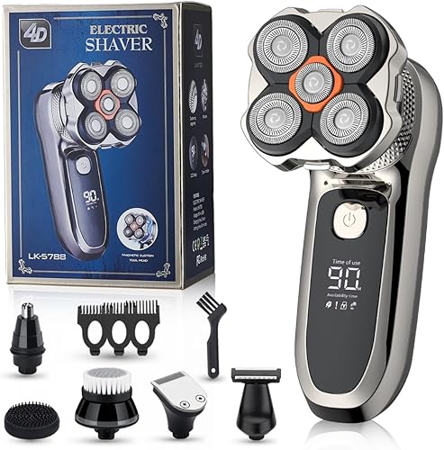 Afeitadoras de cabeza para hombres calvos, maquinilla de afeitar eléctrica para hombres, IPX7 resistente al agua en húmedo y seco, cuchillas