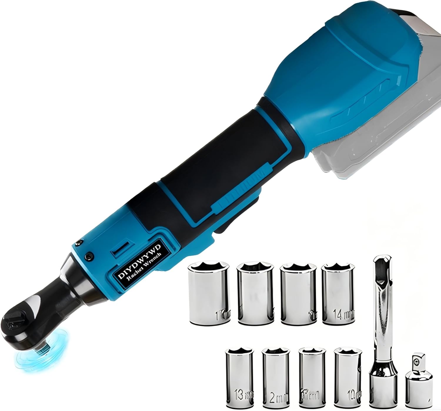 Cordless Ratchet Wrench 3/8 Compatible with Makita 18V Battery: 75FT-LBS 500RPM Brushless Powered Ratchet, with 1/4 Adapter, 8 Sockets and 3" Bar, Electric Socket Wrench for Auto Repair