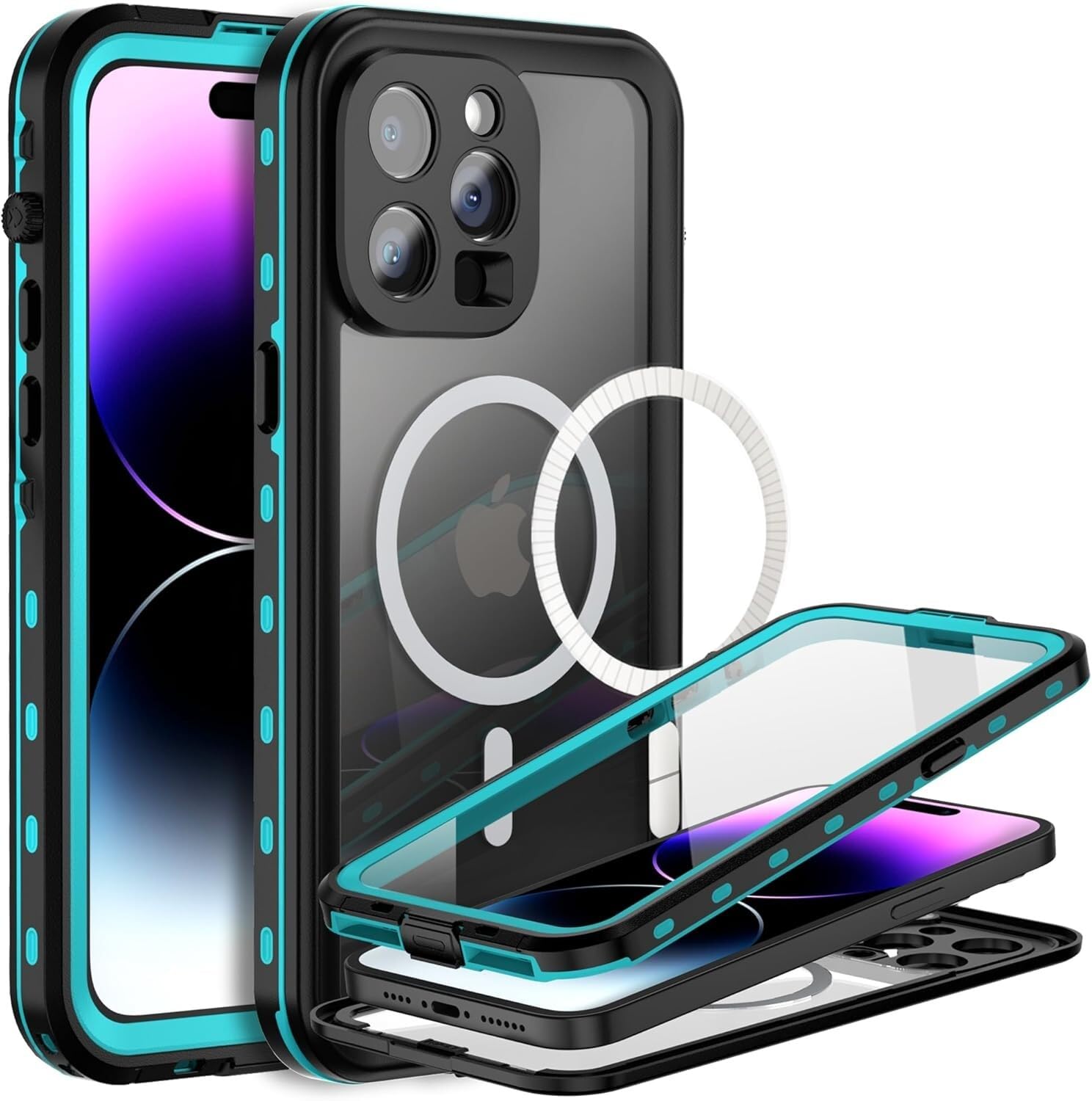 Coque iPhone 16 Pro silicone rigide antichoc bleu transparent - 7