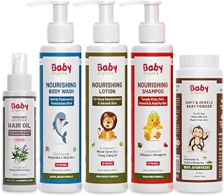 BabyOrgano® Baby Care Combo Product | New Born Bath & Skin Care Set | Baby Care Hamper | Baby Products | Combo Pack of 5