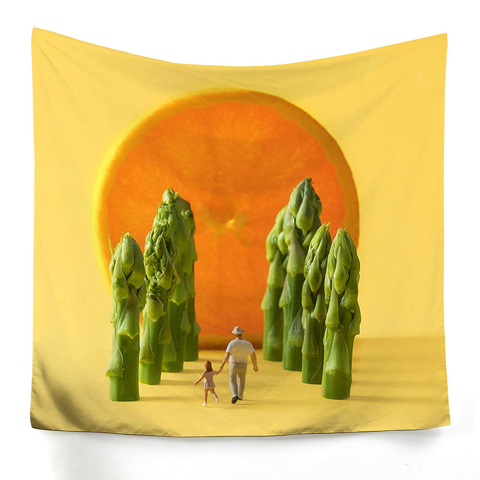 Tapiz de pared textil KnSam de poliéster cuadrado 150x150 cm color verde y naranja