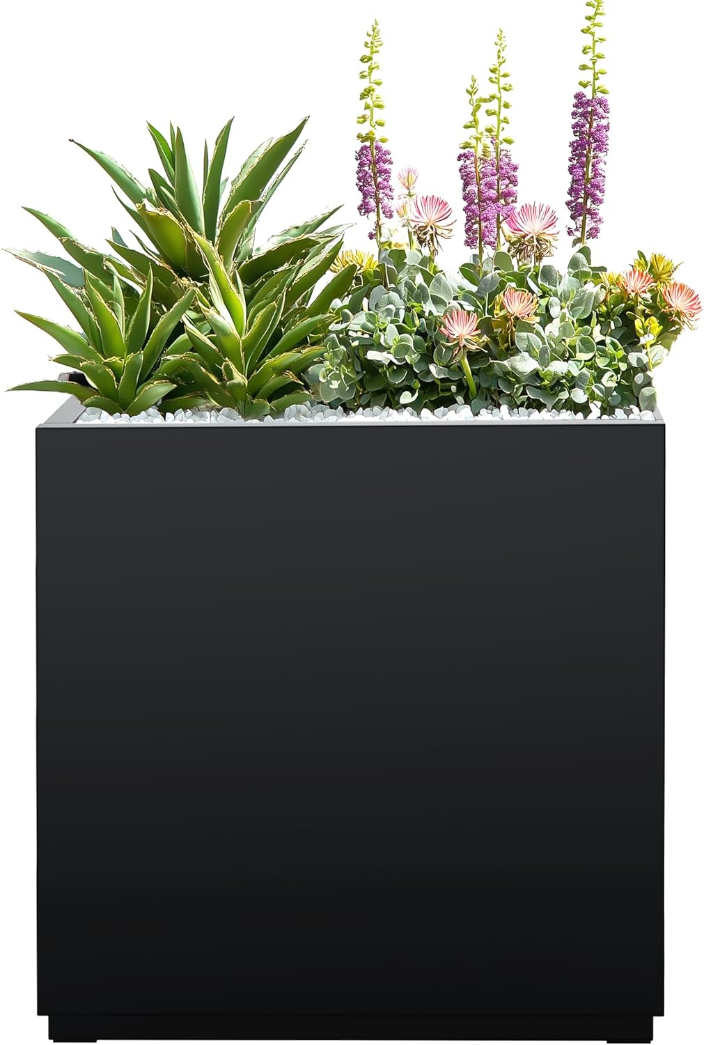 Tall Metal Planter, 17" W x 18" H Large Rectangular Planter Box for Outdoor or Indoor, All-Weather Durable Plant Box with Drainage Holes & Removable Shelf for Patio, Porch, Garden, Trees, Flowers
