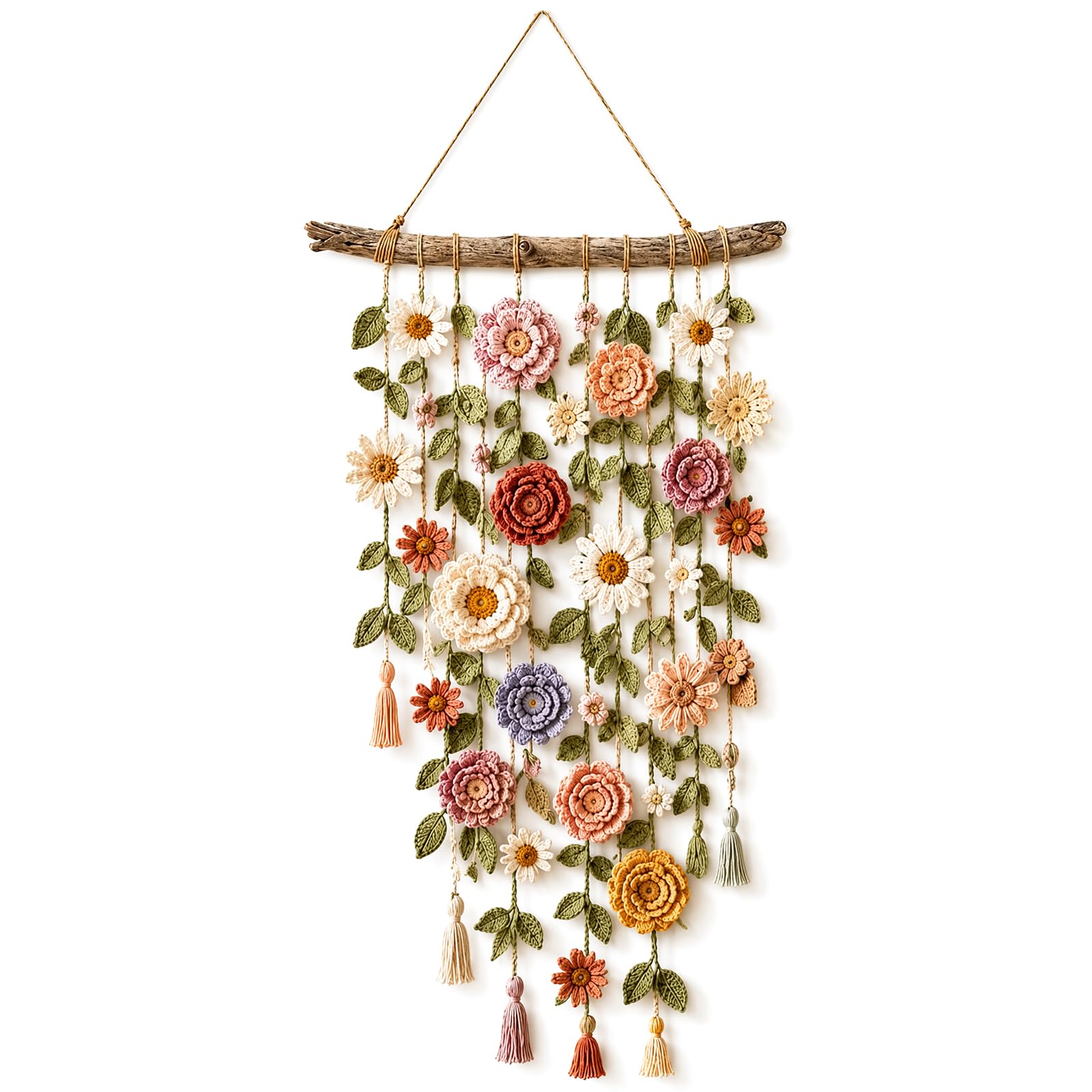 Macrame Wall Hanging,Crochet Cotton Floral Boho Wall Decor