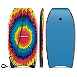 Goplus 41\'\'/37\'\'/33\'\' Lightweight Body Board for Beach, Surf Board with EPS Core, XPE Deck, HDPE Slick Bottom, Wrist Leash, Bodyboard for Kids Adults Surfing (Colorful Explosion, 33 Inches)