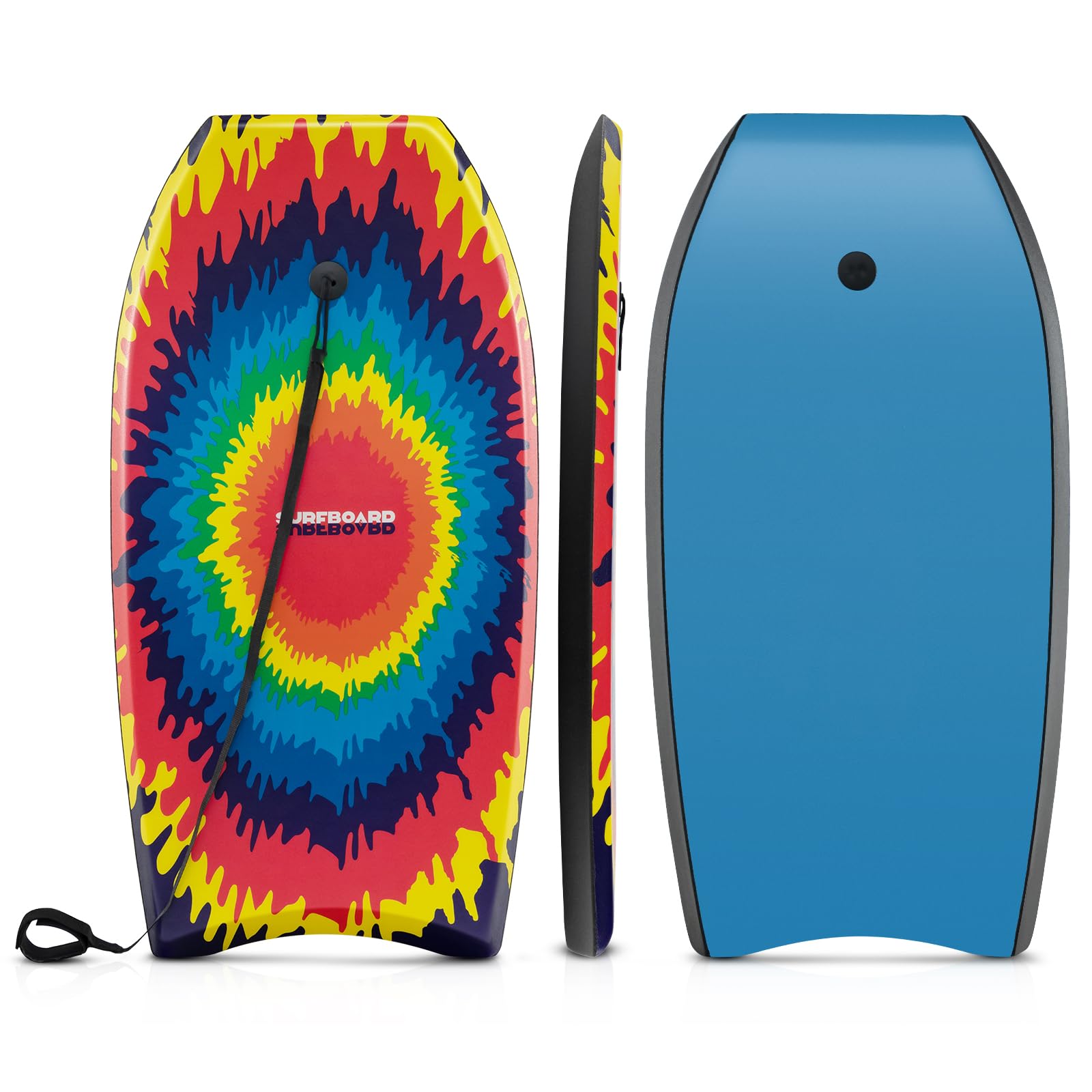 GoplusBoogie Boards for Beach, 41''/37''/33'' Lightweight Body Board with EPS Core, XPE Deck, HDPE Slick Bottom, Wrist Leash, Bodyboard for Kids Adults Surfing