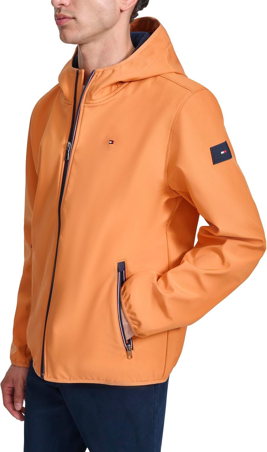 Tommy Hilfiger Men's Lightweight Water Resistant Breathable Hooded Performance Softshell Jacket - Image 4
