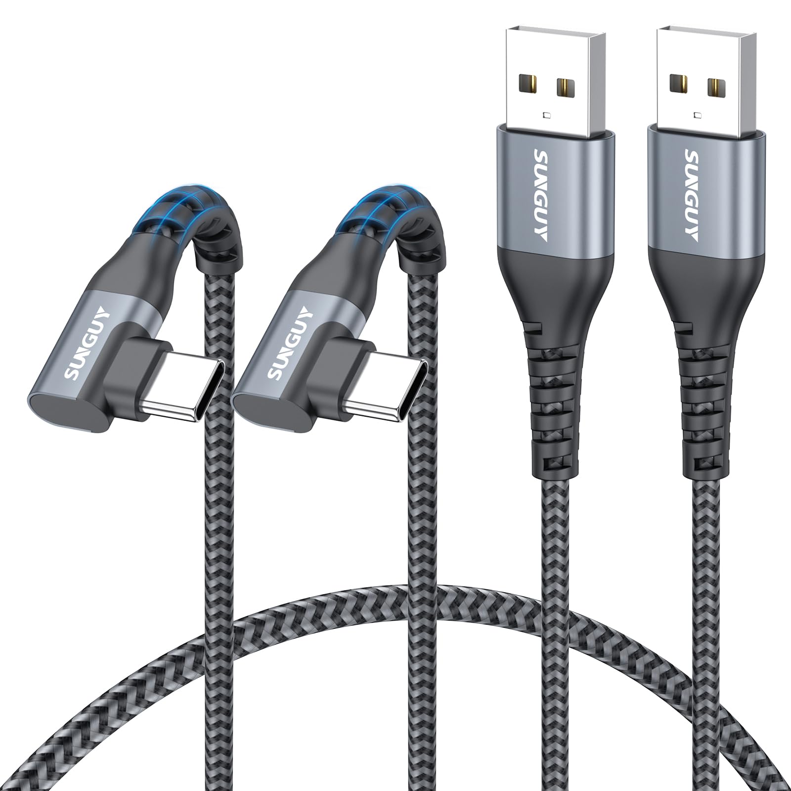 SUNGUY Cable USB A USB C 0.15M [2Pack], 90 grados Cable USB Tipo C 3A QC3.0 Carga Rapida transferencia para iPhone 17/16/15 Pro Max, Galaxy S25 S24, Pixel, iPad — view 9