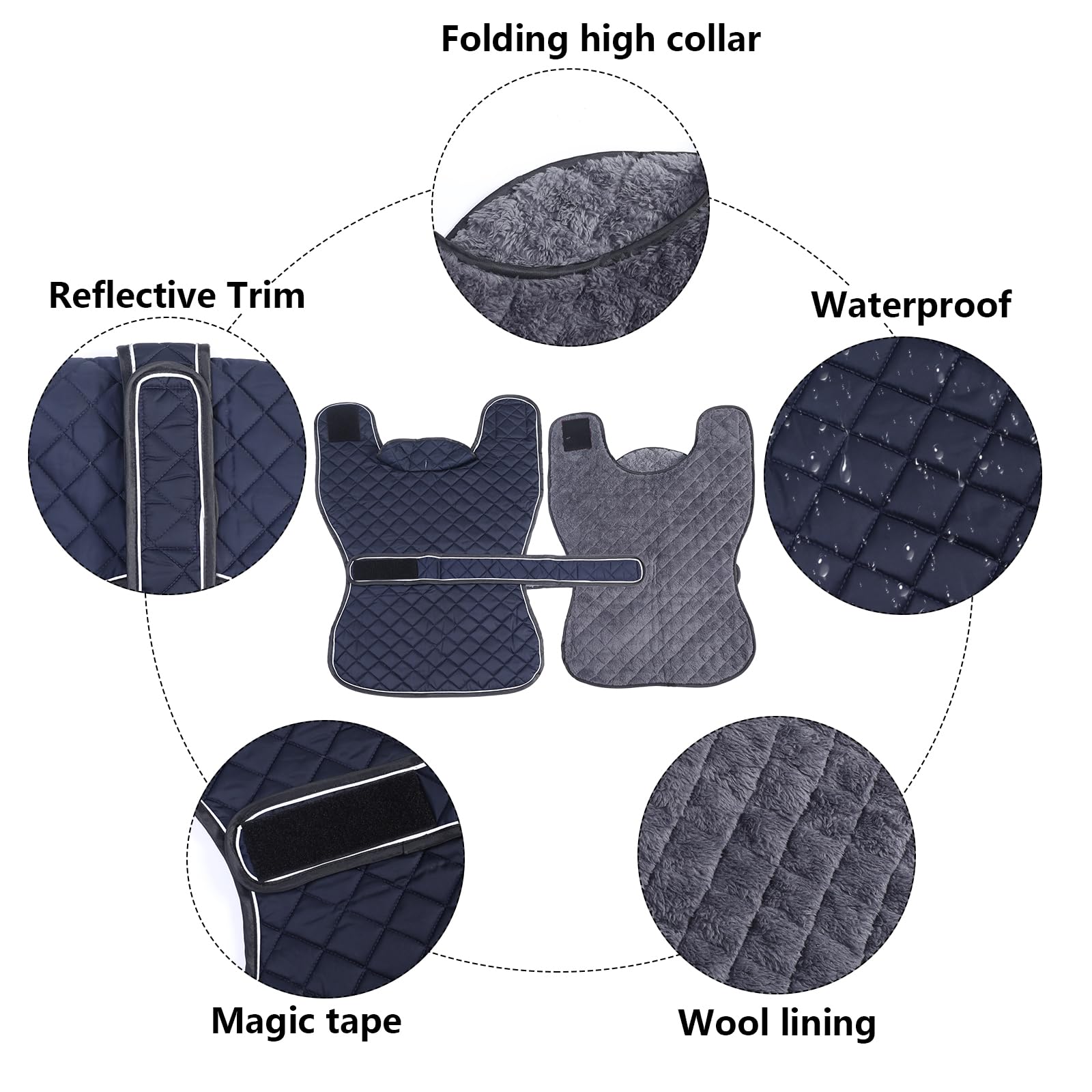 Dog Greyhound Waterproof Coat,Whippet Lurcher Coat,Dog Winter Jacket with Fleece Lining,Adjustable Outdoor Pet Apparel for Medium or Large Breed -Navy-S - Image 2