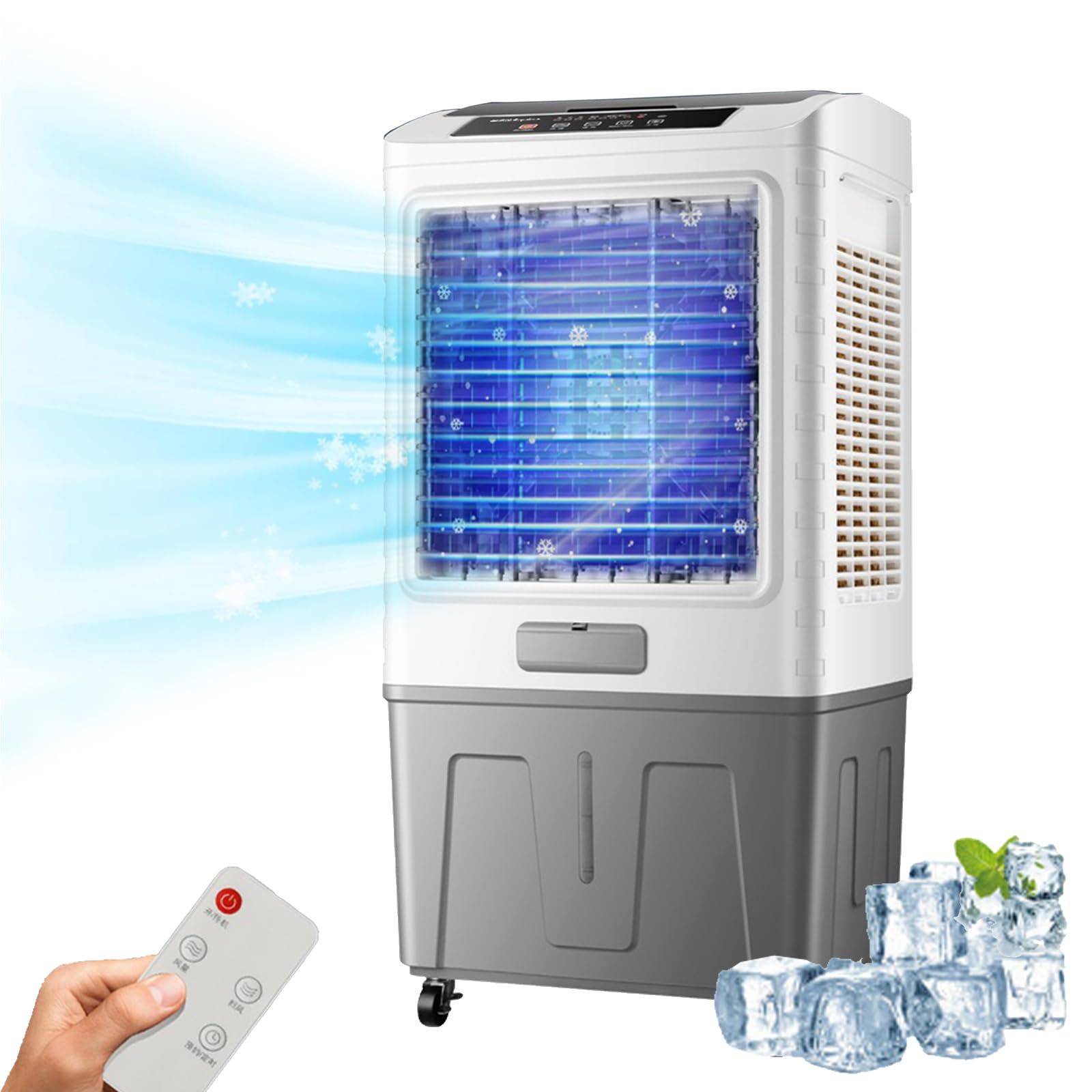 TIANQIHAO Evaporative Air Cooler, Portable Air Conditioner 3-In-1 Swamp Cooler For Room With 90° Oscillation & 3 Speeds, Home Office Cooling Fan,With Remote Control-120cm