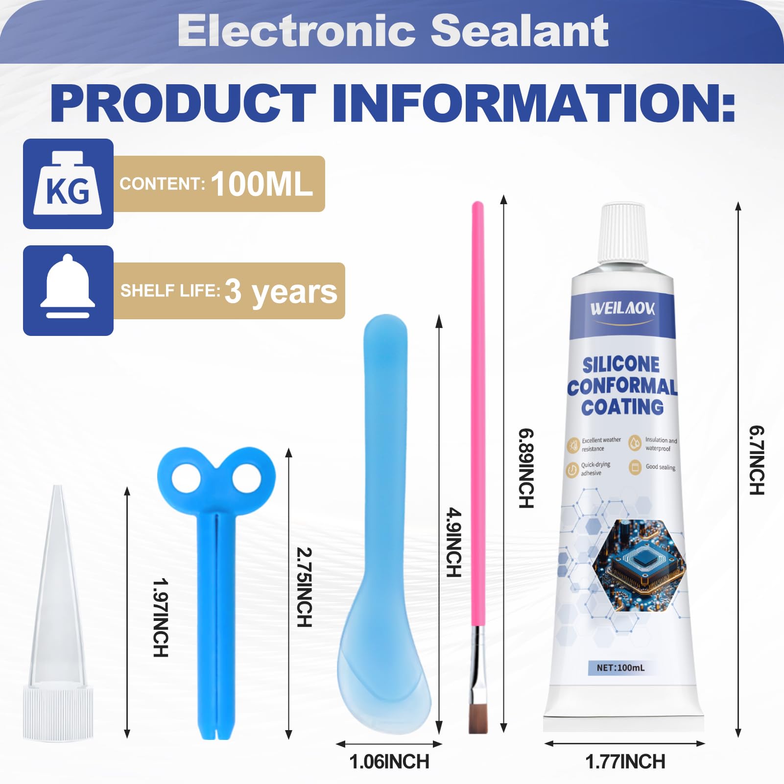 Protective and Insulating Varnish, Vernice Isolante, Gomma Liquida, Gel Isolante Elettrico per Circuiti Stampati di Apparecchiature Elettroniche, Schede di Controllo, ecc, 100 ml