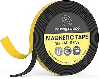 TMS Magnets for Crafts Self Adhesive, Magnetic Tape Sticky Back - 12.5mm Wide, 1.5mm Thick - Thin & Flexible - Make Your own Fridge Magnets for Kids, Stick on Magnet Strips with Adhesive Backing