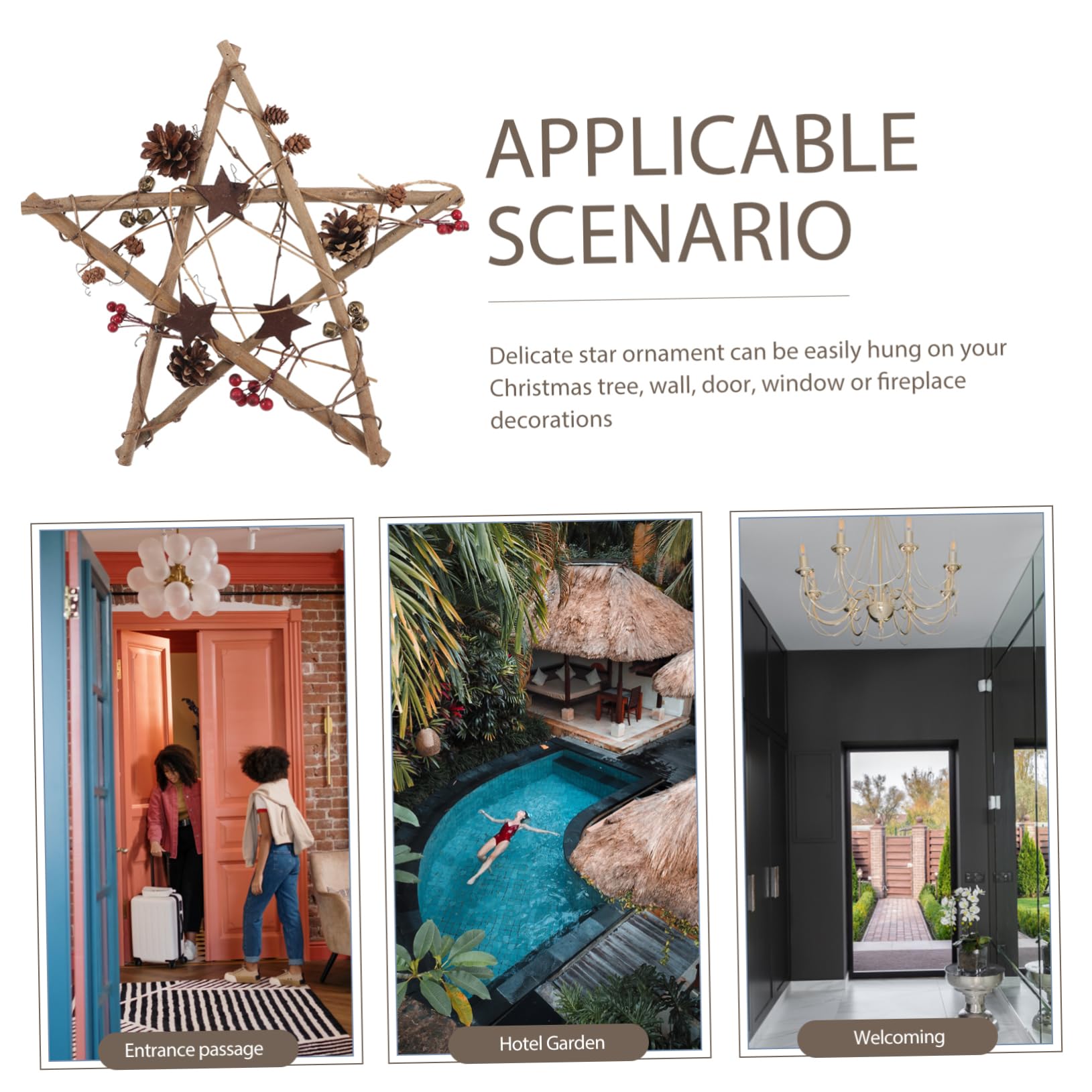 POPETPOP Decorazioni Natalizie da Appendere Accessori per Albero di Natale in Materiale Durevole Addobbi Stella per Hotel e Centri Commerciali