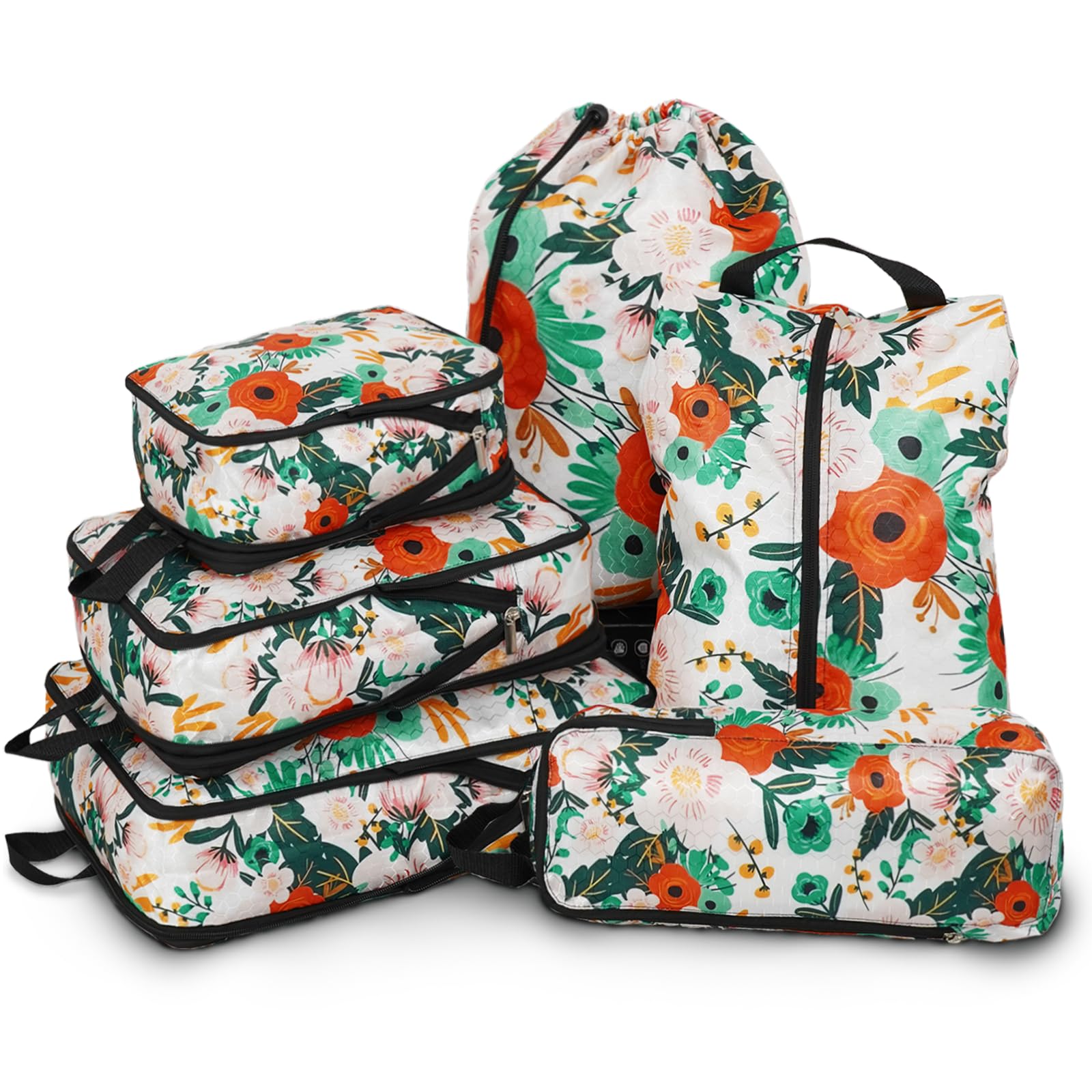 6 Pcs Compression Packing Cubes for Travel, Waterproof Luggage Organizer Washable Storage Bags Set - Packaging Cubes for Backpack Travel and Carry-Ons
