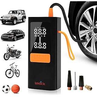 Portable Air Compressor For Tires, Ideal Portable Tire Inflator for Roadside Assistance, Home Use, and Emergency Situations, Multi Use Air Pump for Car Tires, Bikes, Inflatables and More