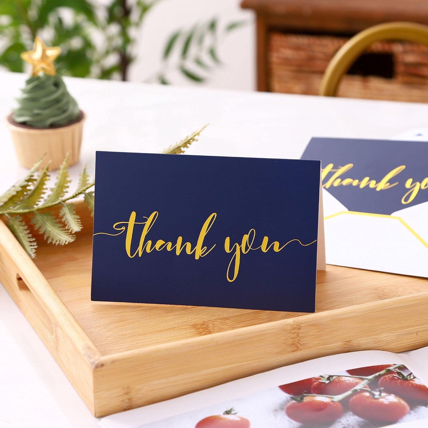 Winoo Design Heavy Duty Thank You Cards with Envelopes - 36 PK - Gold Thank You Notes 4x6 Inches Baby Shower Wedding Cards Small Business Graduation Funeral Bridal Shower (Navy Blue) - Image 4