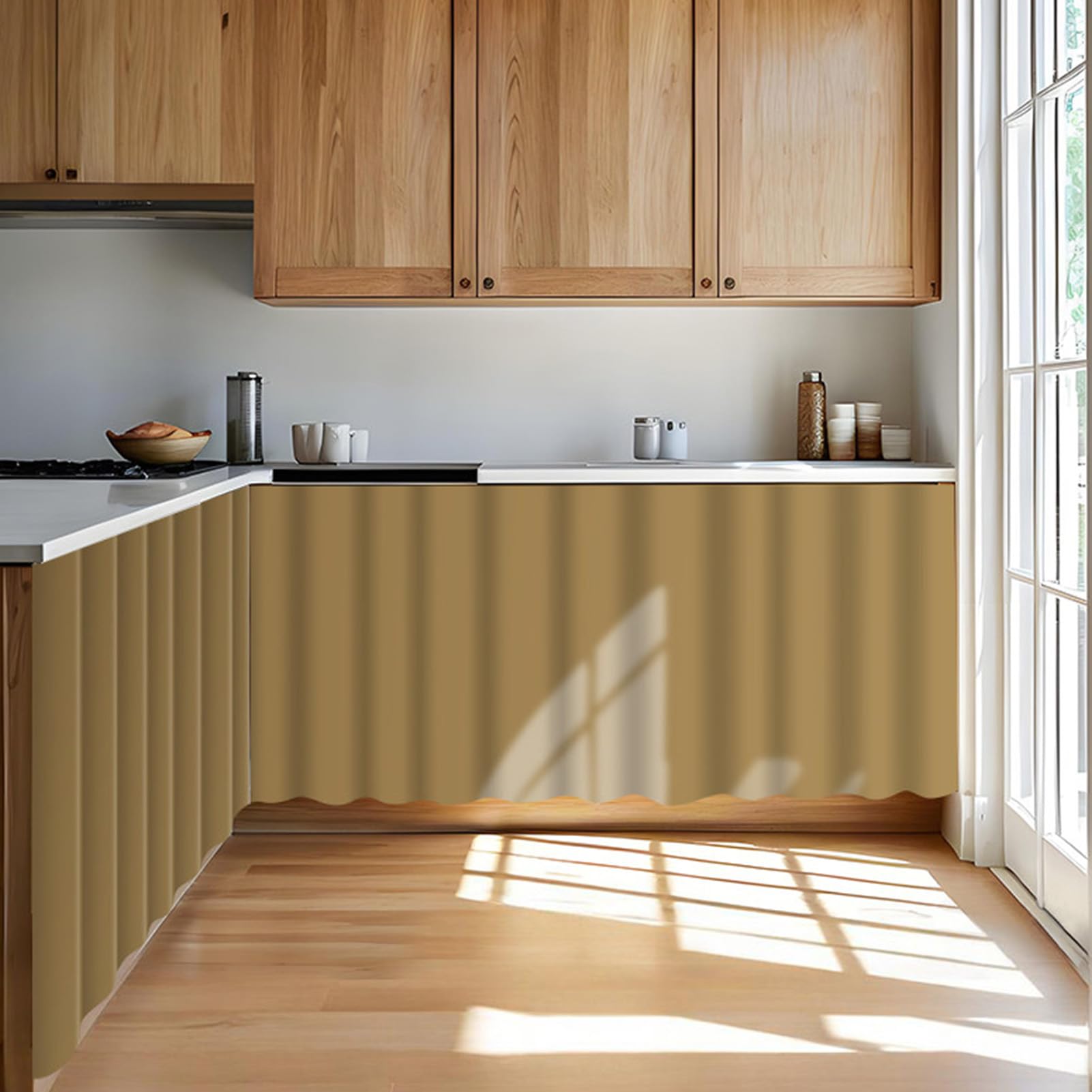 Cortinas de gabinetes de color sólido para despensas y cocina