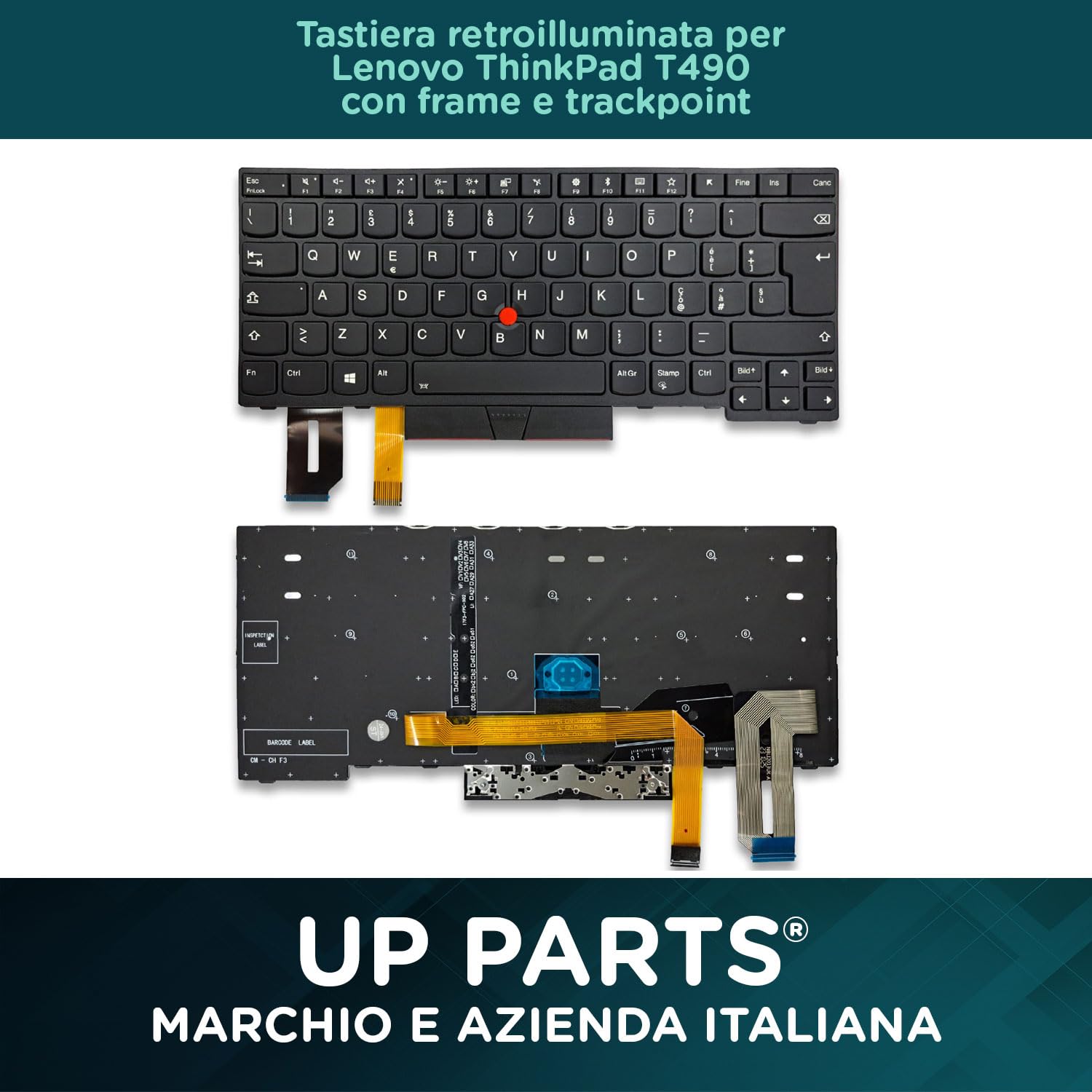 Ricambio tastiera Lenovo ThinkPad E480 E490 L380 L390 L480 L490 P43s Layout italiano retroilluminazione con frame