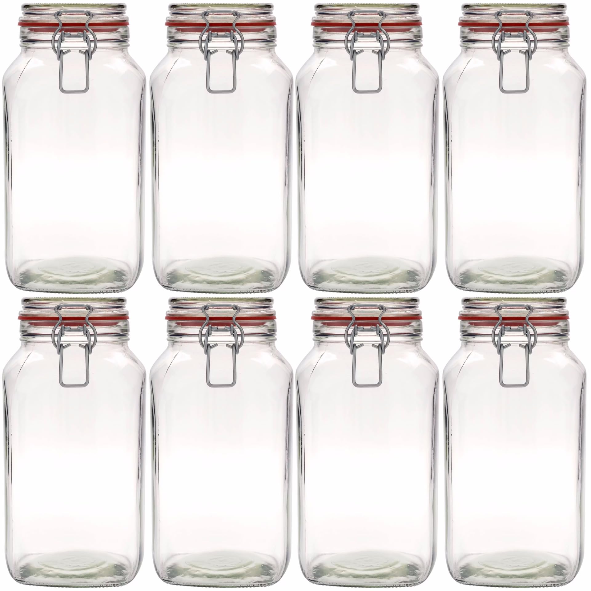 9x Drahtbügelgläser 2590ml | luftdichte Vorratsgläser, Einmachgläser | Ideal Aufbewahrung von Lebensmitteln in der Küche | Mehl, Zucker, Kaffee, Nudeln, Reis, Müsli | Made in Germany
