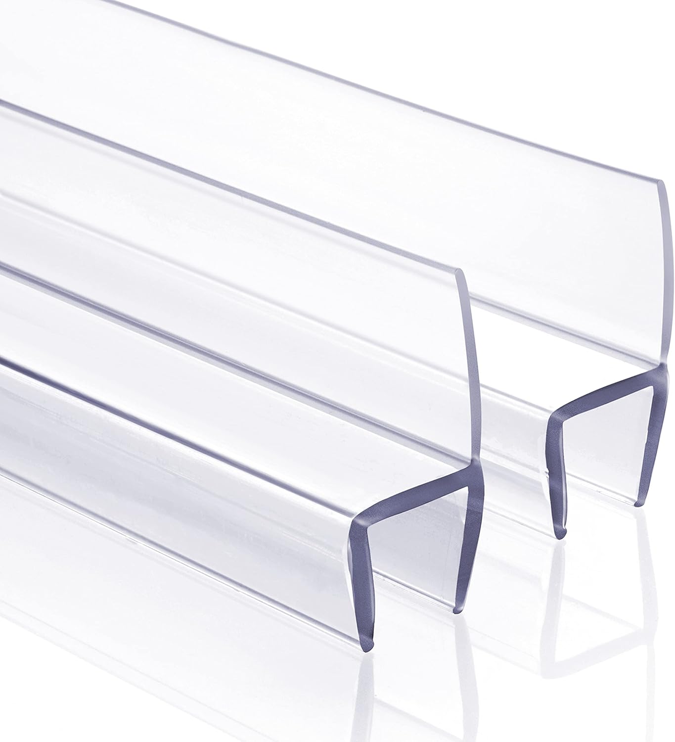 FCSOTSPS Shower Door Seal Strip, 2 PCS 3/8" X 77" Frameless Shower Door Side Seal Strip for 3/8 Inch Glass,Clear Shower Door Sweep Stop Shower Leaks Create a Water Barrier (H Type) 2PCS-Side & Bottom 3/8" H-Type Clear