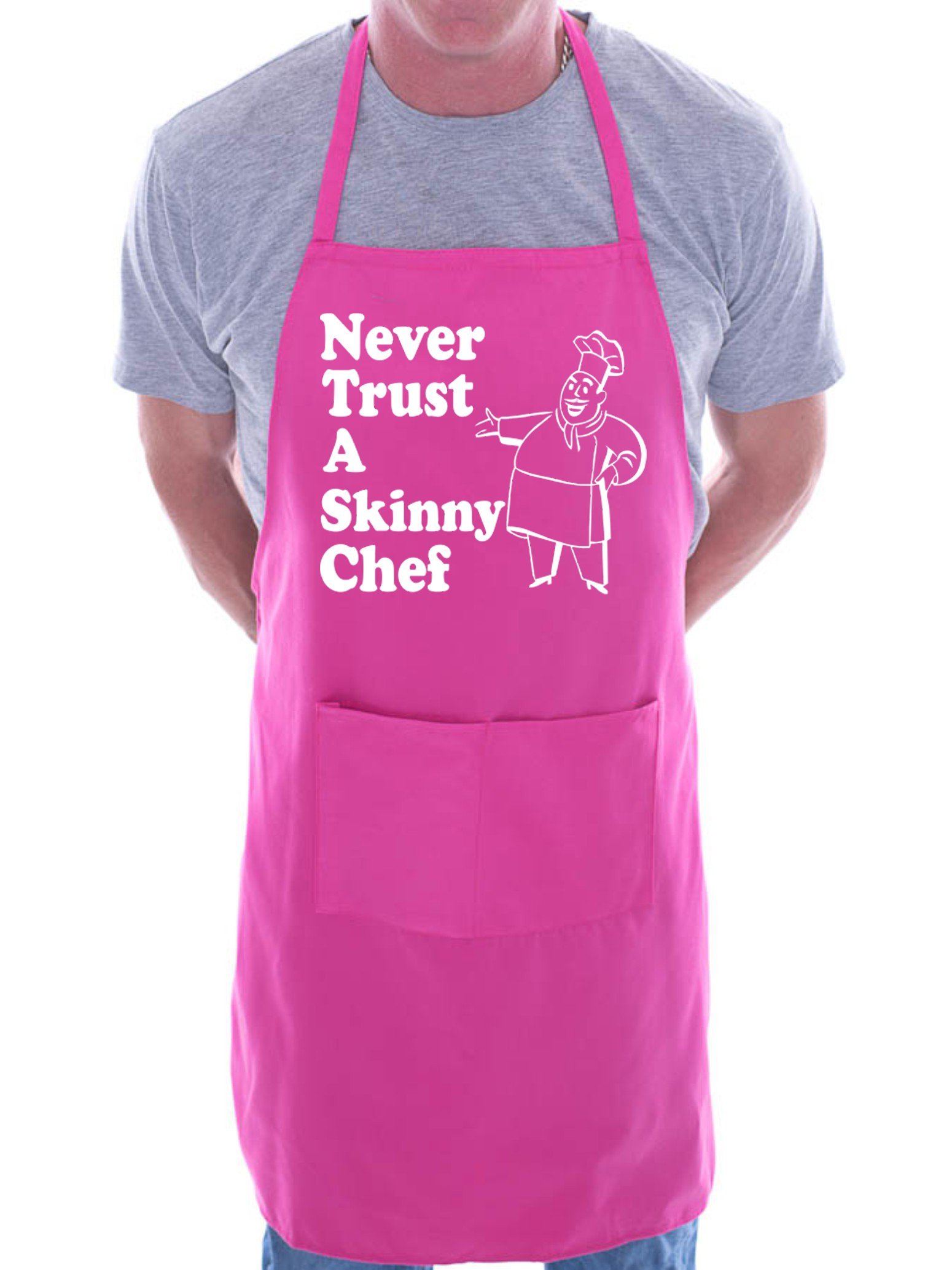 Print4u Men's Pink Never Trust Skinny Chef Novelty Cooking Funny Unisex Apron