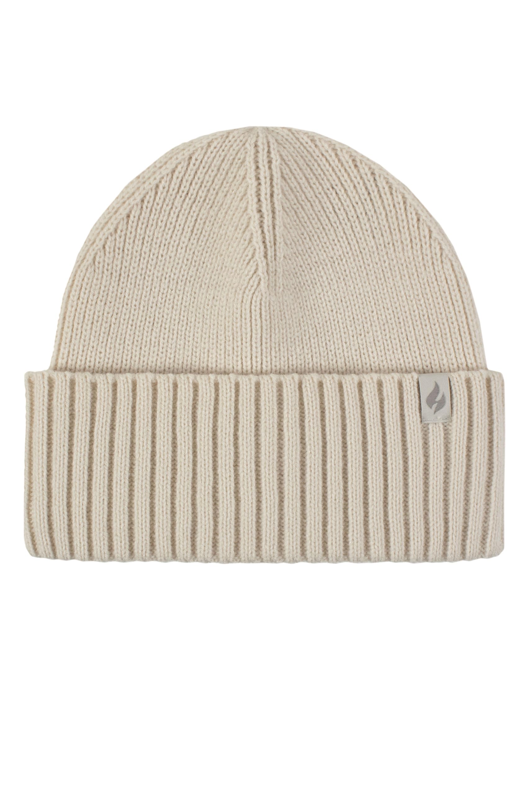Heat Holders Unisex Cream Lite Ribbed Turnover Hat – Ashwood 1 Pack Thermal Winter Beanie, Soft Warm Lightweight Insulated Knit Hat For Men & Women, Comfortable Cold Weather Wear One Size