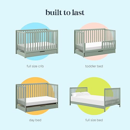 Miniatura 5 de Carter's by Davinci Colby - Cuna convertible 4 en 1 con cajón nido en salvia claro, certificado Greenguard Gold, almacenamiento para cuna Savia