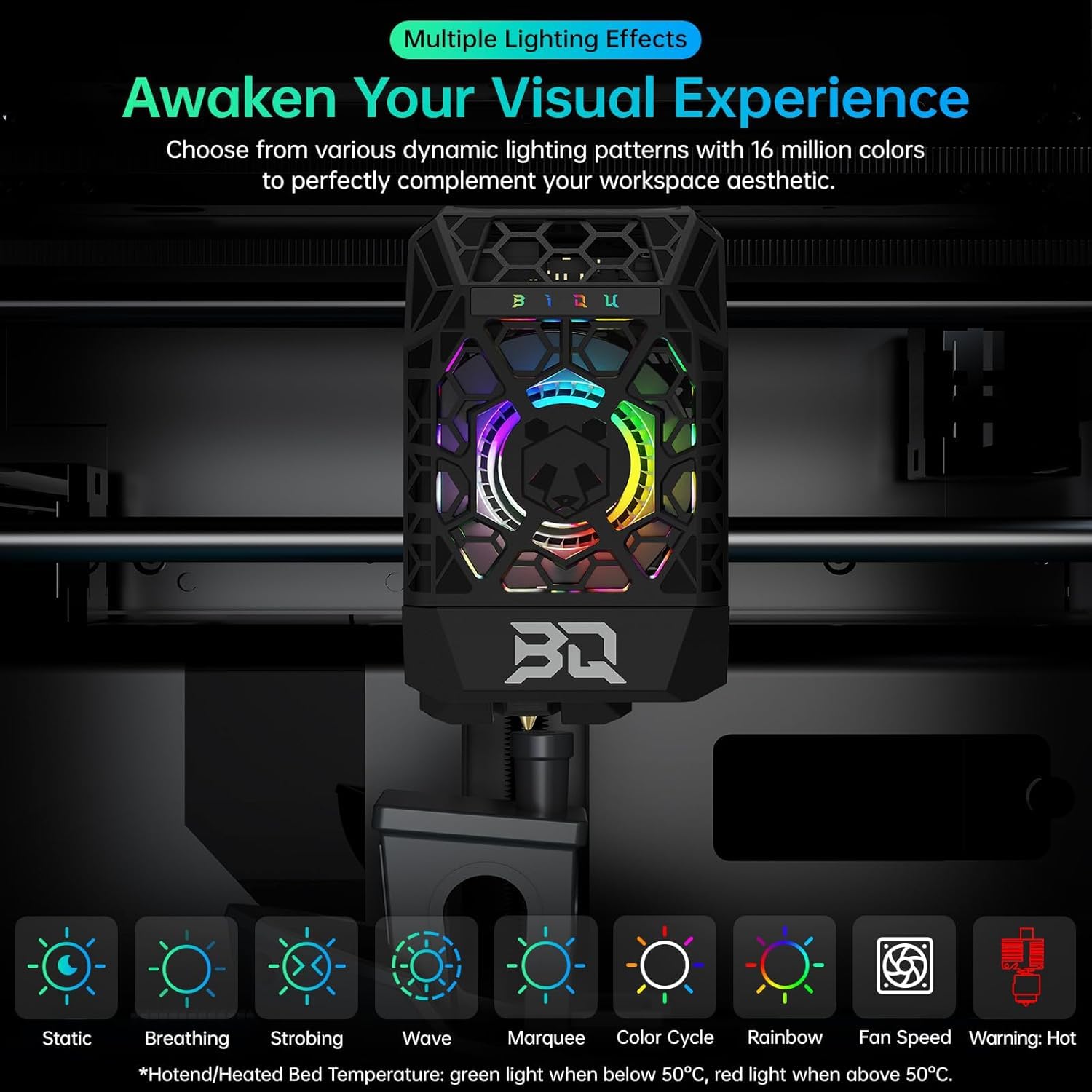 BIQU Panda Jet Pack V2.0 czarna obudowa z oświetleniem RGB | Używany do drukarek 3D Bambu-Lab P1P/P1S/X1C/X1E
