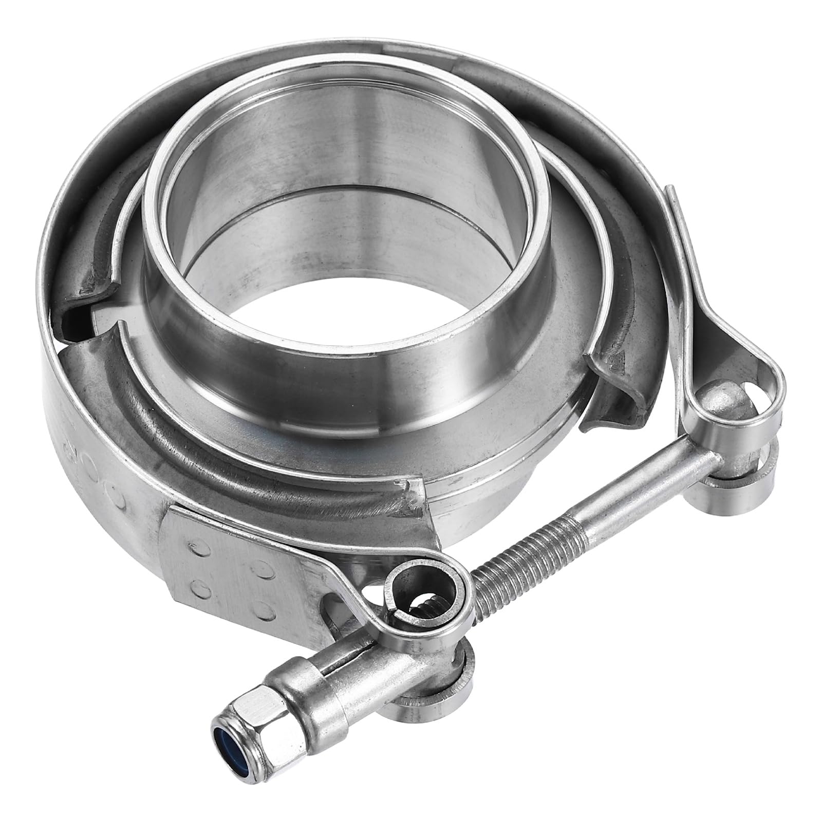 QUARKZMAN V Band Clamp Avec Flange 1.75 Pouce 304 Acier Inoxydable Male Female V-Band Exhaust Clamp Flange Kit Pour Auto Downpipe Exhaust System, Silver