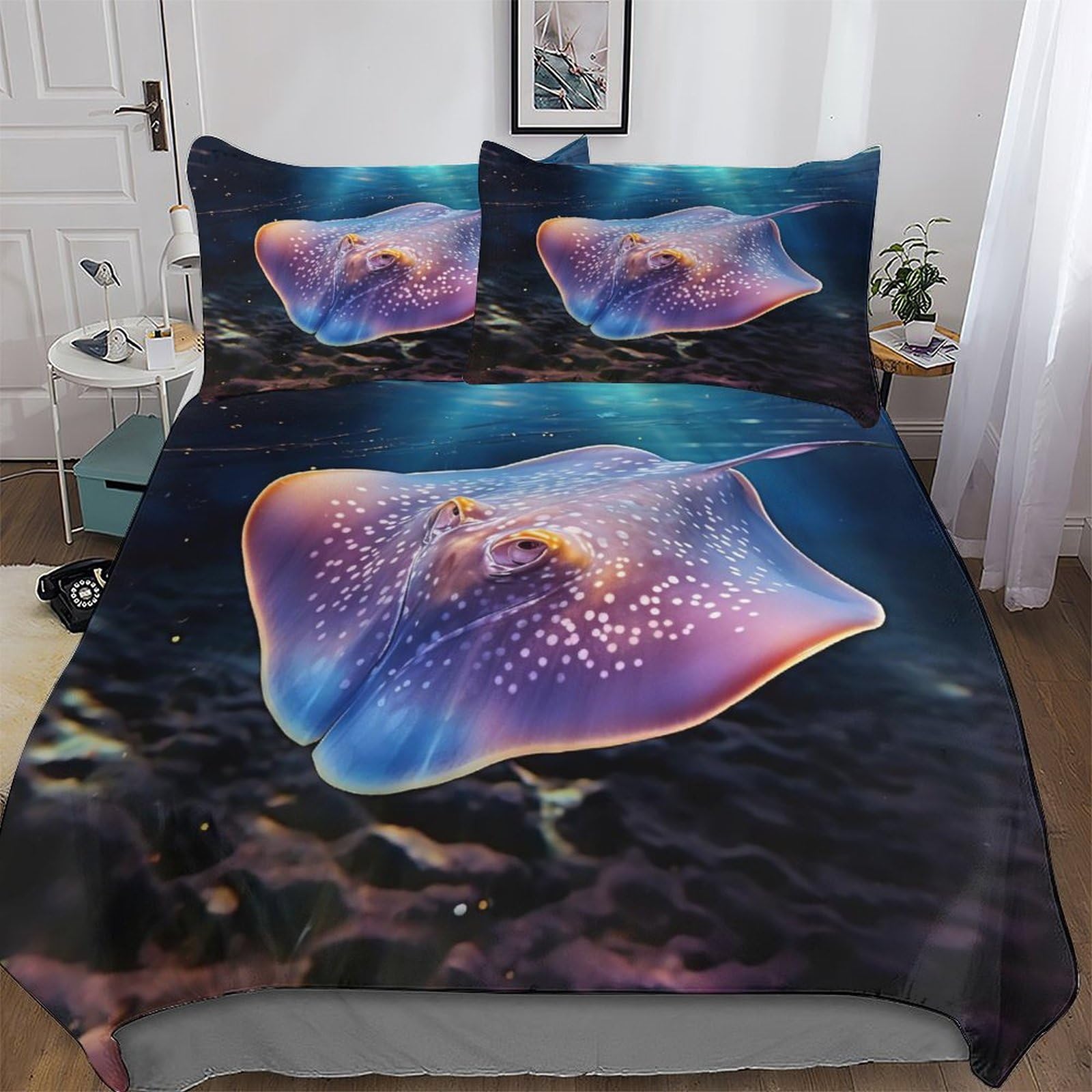 Housse de couette raie manta finis les boutons cassés grâce à la fermeture éclair intégrée