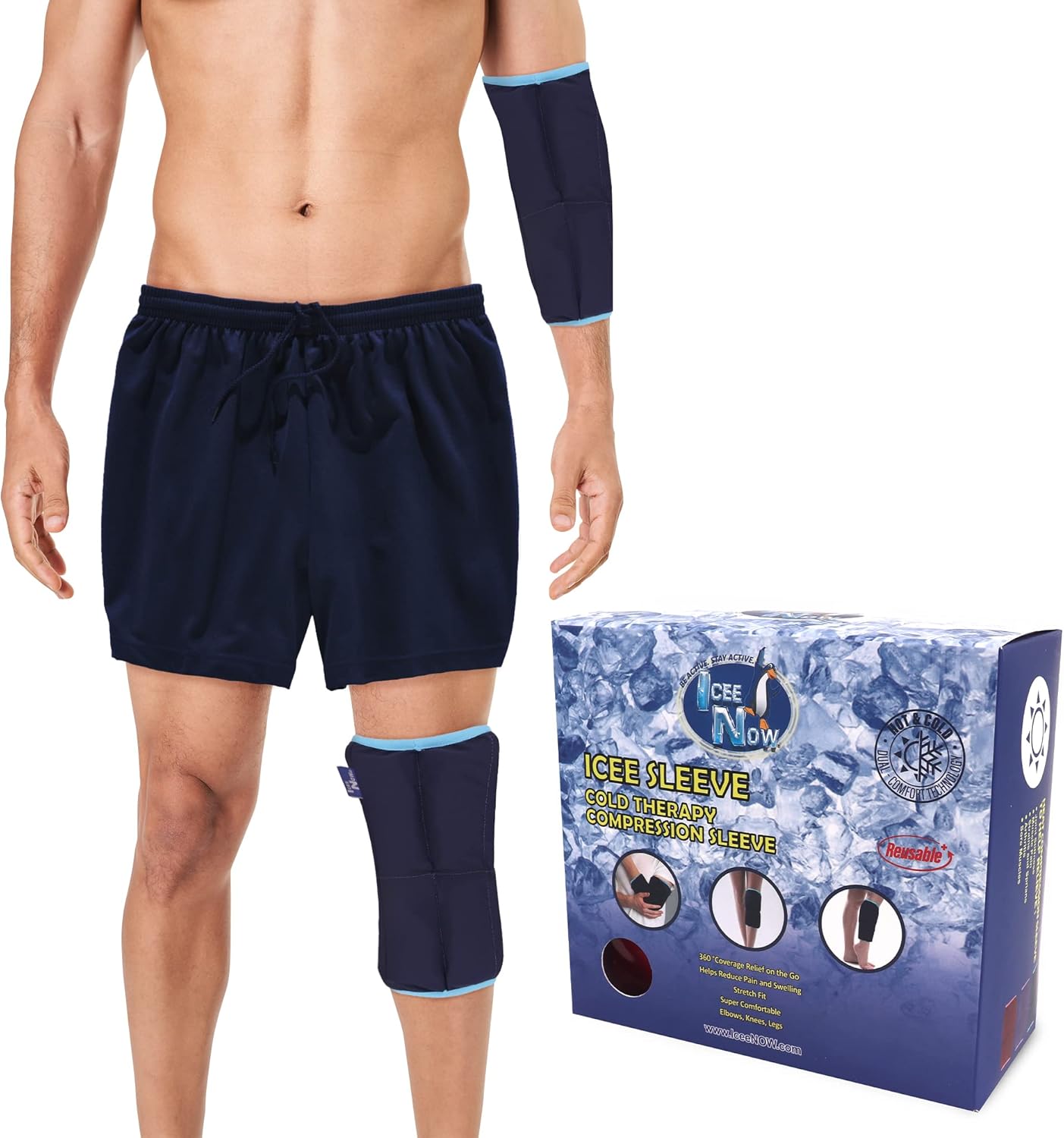 IceeNOW - ICEE Sleeves, Hot & Cold Therapies, Freeze Sleeves for Post Exercise Recovery, Wrist, Elbow, Foot and Ankle Ice Wrap, Hot & Cold Packs for Injuries, Blue, Large, 10.2 x 4.7 Inches : Everything Else