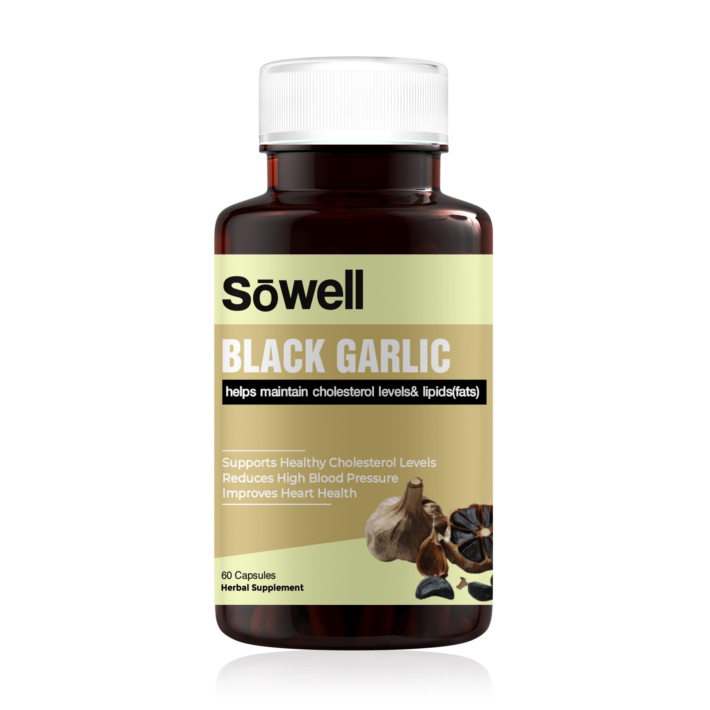 Sowell Black Garlic Herbal Supplement 60 Capsules - Immune Support, Antioxidant Formula