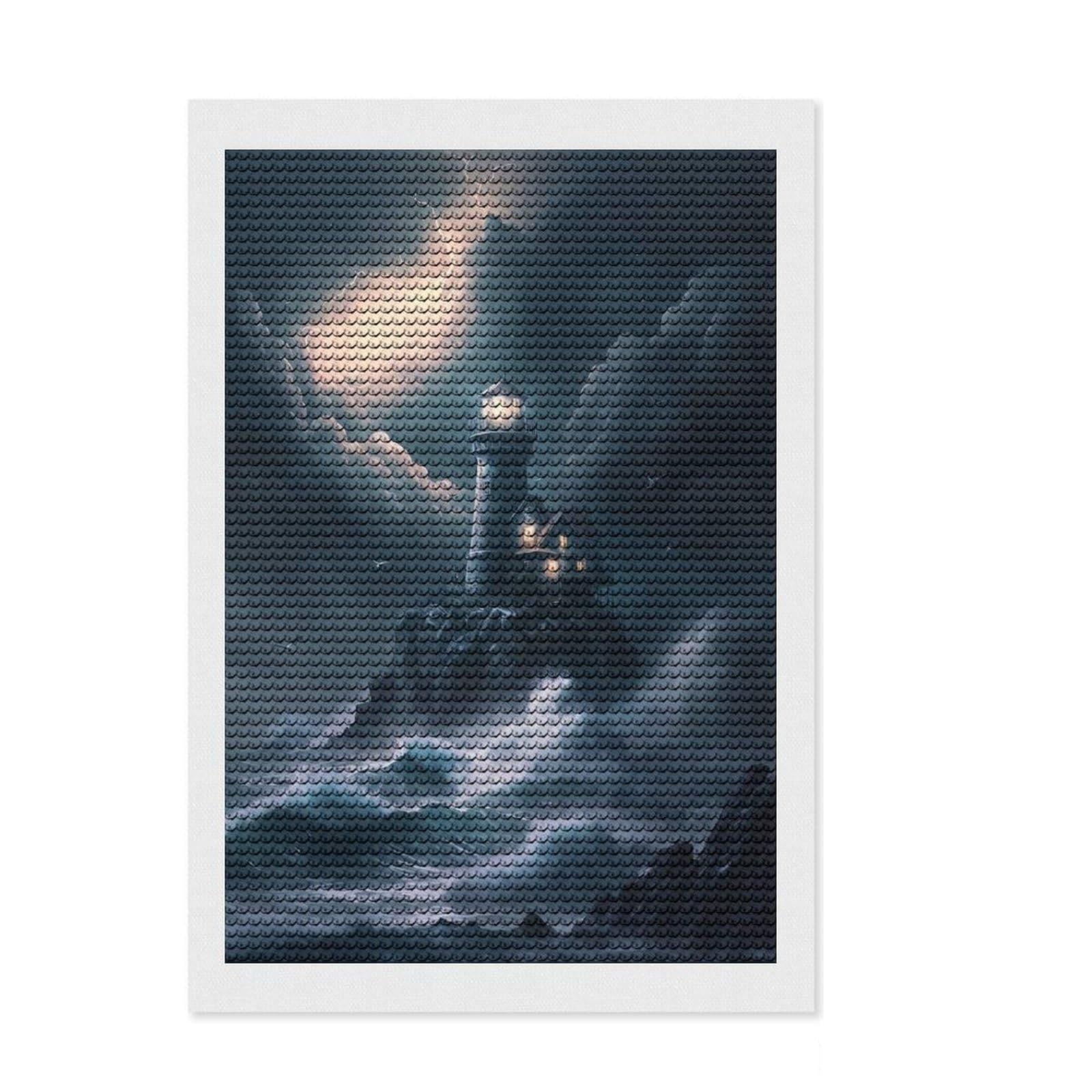 Junmoney A Lighthouse in A Storm V2 DIY Diamond Art Canvas Kit 8"x12", Stress Relief Craft, Boho Decor, for Family Craft Time, Festive Craft Gift