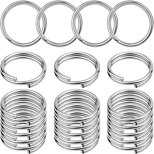 Vista 113 de Aylifu 200 anillos de metal divididos, anillos de salto de doble bucle chapados en níquel de 0.63 pulgadas, pequeños anillos de llavero de cristal