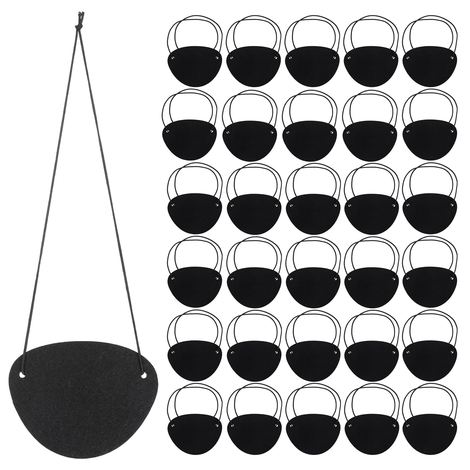 PEOVLVN 40 Pieces Pirate Eye Patches, Black Eye Patch Elastic Felt Single Eye Patch Reusable Eyepatch One Eye Cover for Adults Halloween Costume Theme Cosplay Party Supplies