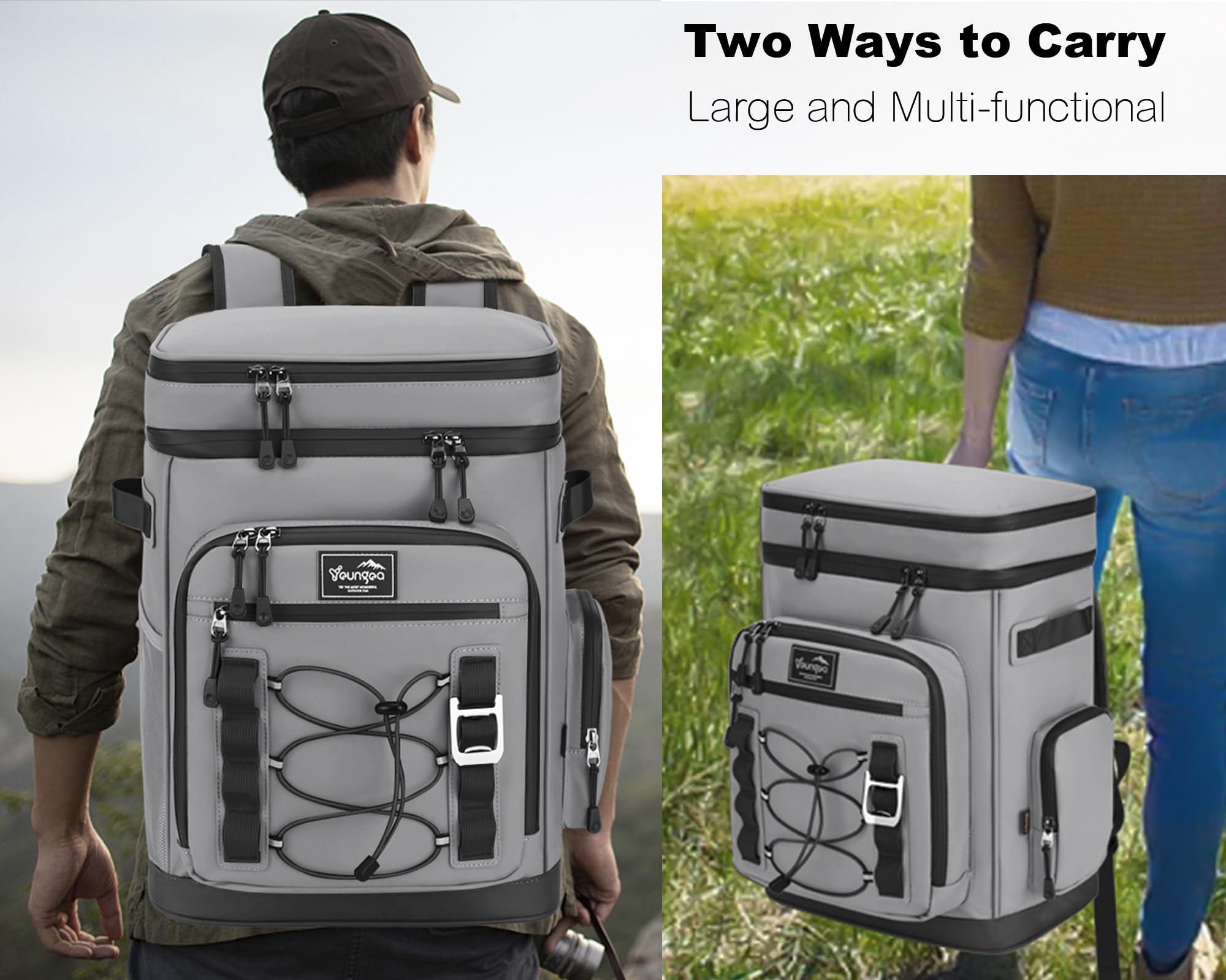Sac à Dos Isotherme, 30L Grand Sac Glacière Étanche, Sac a Dos de Pique-Nique Portable pour Camping, Plage, Randonnée