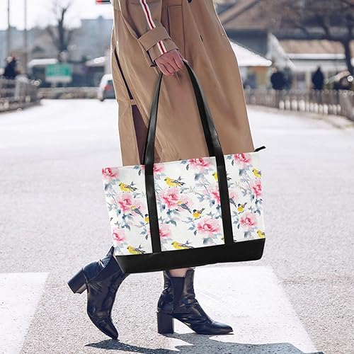 Miniatura 6 de Flowers Birds Fashion Tote Bags for Women Laptop with Zipper Large Work Bags for Women for College with Diaper maletin ejecutivo para mujer