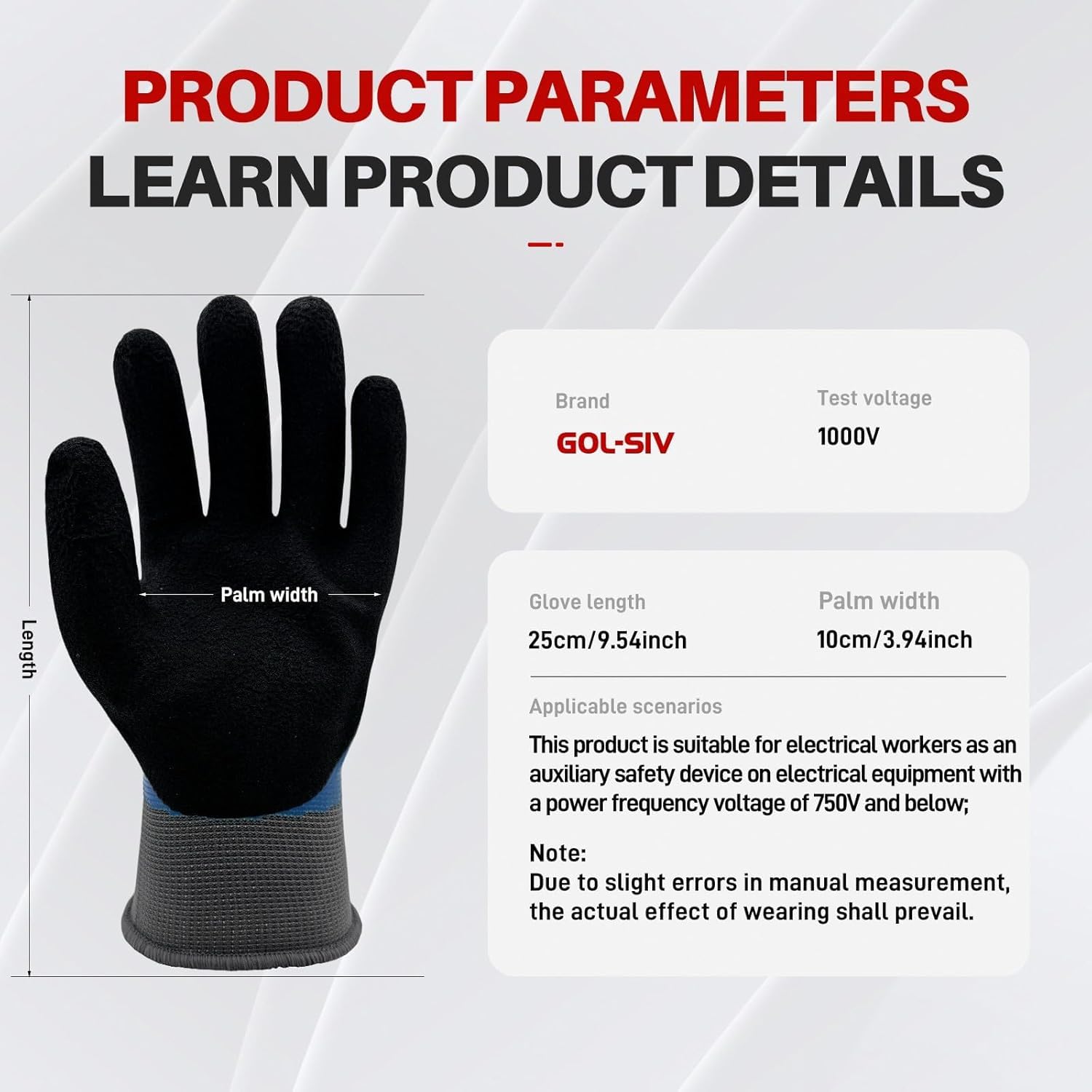 1000V Insulated Electrician Gloves, High Precision Safety Work Gloves for Circuit Handling & Assembly, Oil-Resistant Grip with Flexible Fit, 5 Pairs