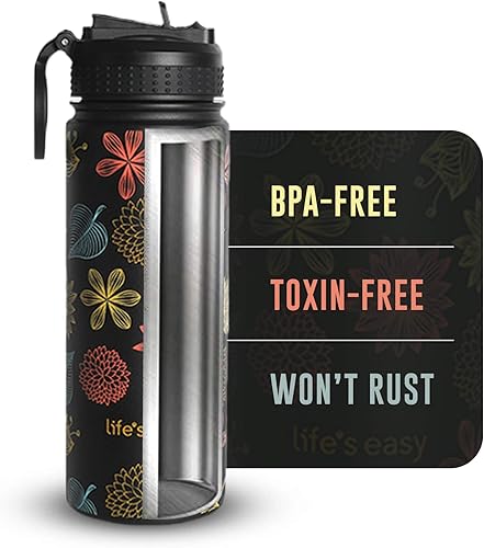 Miniatura 8 de Life's Easy Botella de agua aislada de acero inoxidable  Botella de agua deportiva con mango de lazo y tapa de popote de silicona biónico  Frasco al