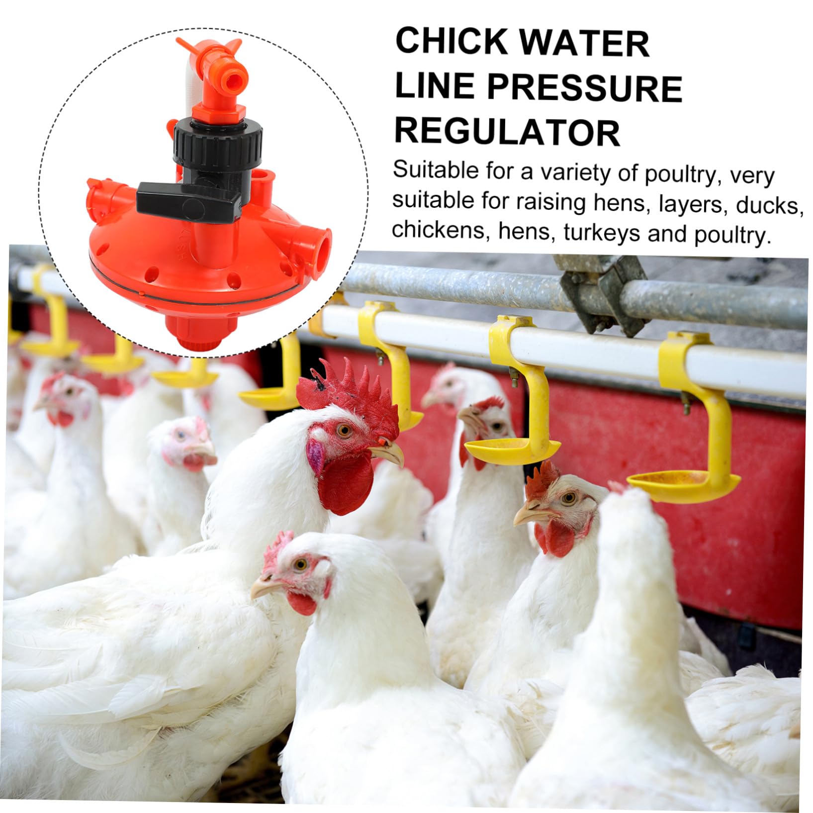 Abbeveratoio Automatico per Galline Regolatore di Pressione Rosso | Plastico, Previene le Perdite, per Allevamento Avicolo, Accessorio 1 Pezzo