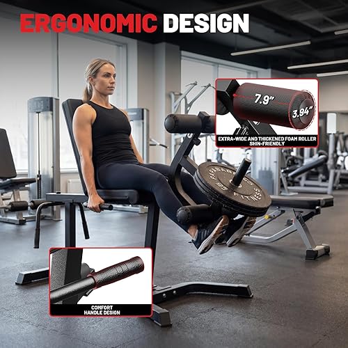 Miniatura 7 de PAPABABE Máquina de extensión y rizado de piernas, máquina ajustable de piernas, extensión de piernas sentadas y máquina de flexión de piernas