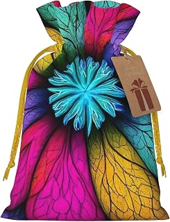 Hekroxu Gift Bag Reusable Wrapping Bag For Holiday Party,Multicolored Beautiful Flower