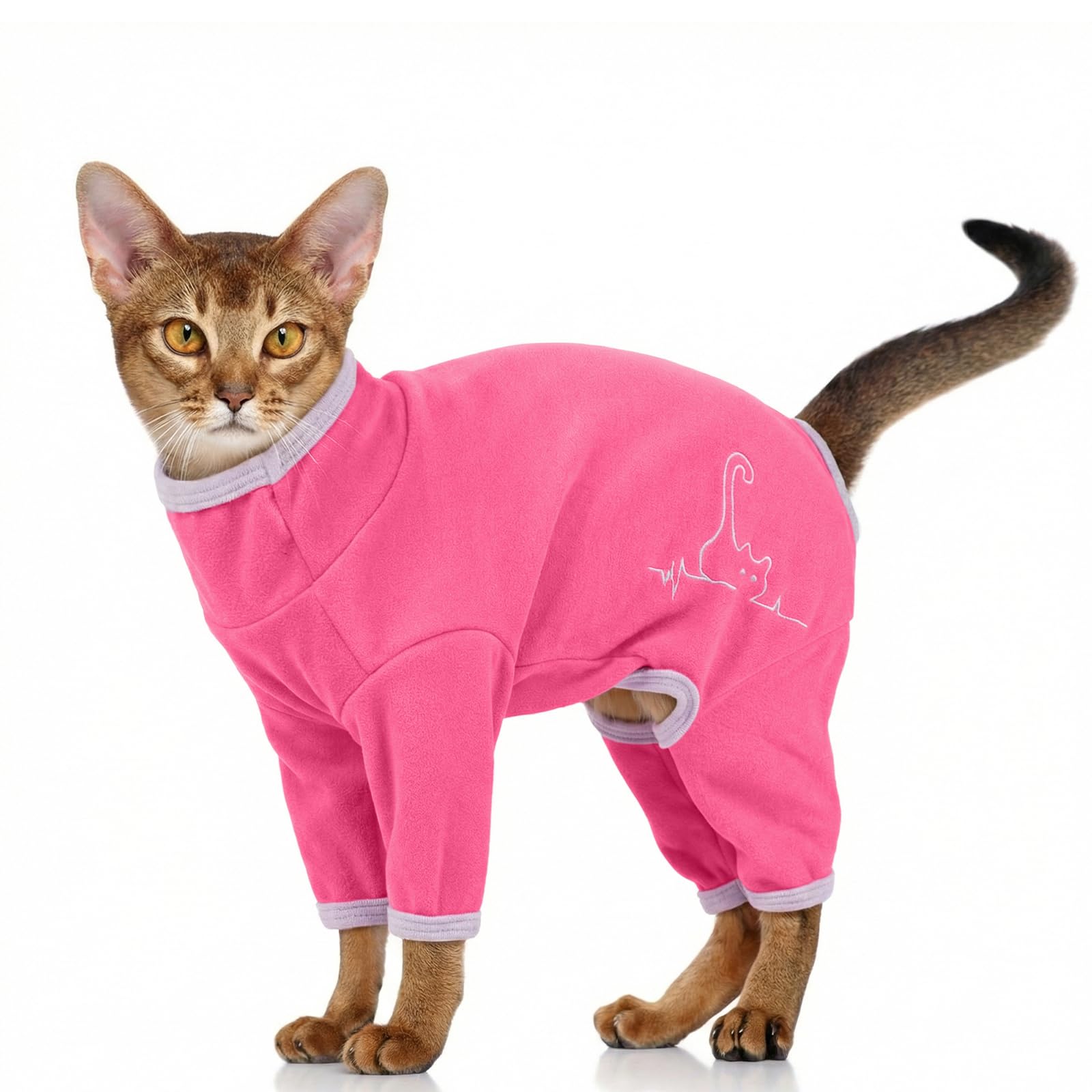 Chaleco Polar para Gatos, Chaqueta de Invierno Abrigo Otoño Invierno Caliente Pullover Suave Fleece Onesie Felpa para Gatos Body Postoperatorio(Verde Militar, M) — view 23