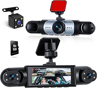 Hikity Dashcam für alle Fahrzeuge 4-Kamera 3,16" IPS Display 1080P Nachtsicht Dash Kamera Loop-Aufnahme Videorecorder 150°/120° Weitwinkel mit TF Karte (max 64GB) C10